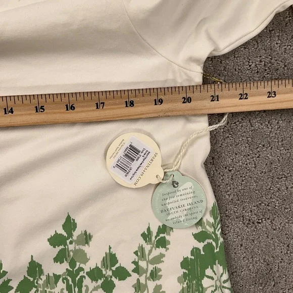 Spartina 449 Island Dress Women XLarge Beige Blue Peeples Song Floral Fringe - Picture 9 of 13